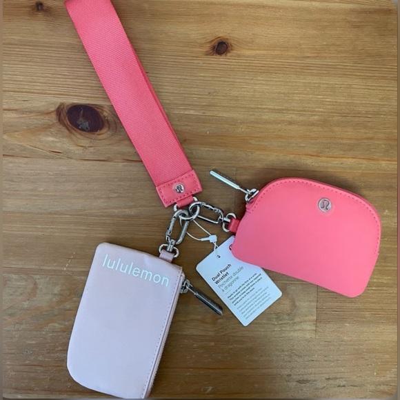 lululemon athletica Handbags - ❣️SOLD❣️ NEW Lululemon Dual Pouch Wristlet Pink Mist/Raspberry Cream/White
